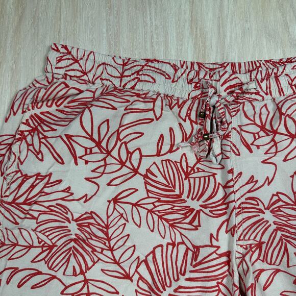 Lane Bryant Drawstring Linen Tropical Leaf Print Resort Wide Leg Pants 18/20 - Picture 4 of 16